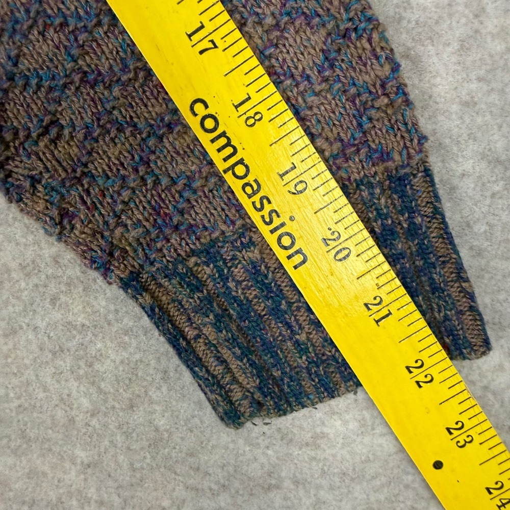 Vintage USA Marled Diamond Knit Sweater Knits Crewneck M 20x21 Brown Multi Retro - Picture 8 of 10